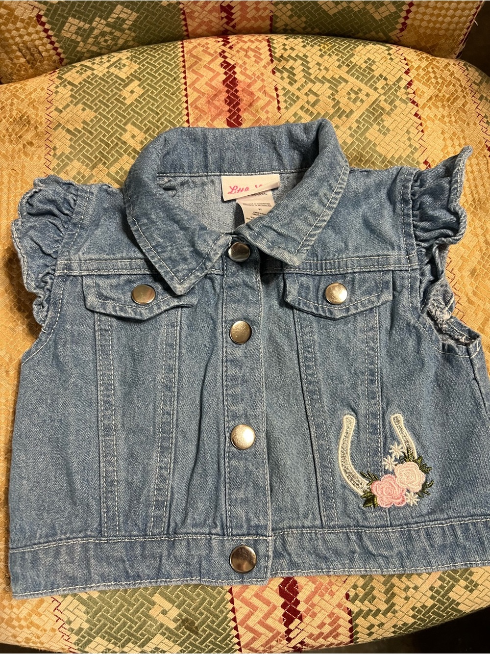 Little Lass vest, girls size 3T, embroidered